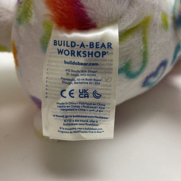 Build A Bear Rainbow Hearts Teddy Bear White Purple Plush "16 - Picture 7 of 7